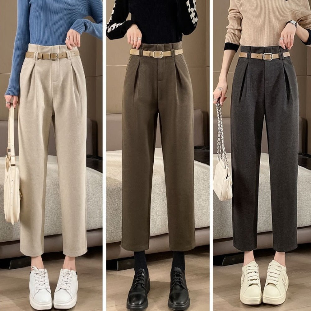 オフィスカジュアル　秋　ハイウエストタックパンツ　ミレジェネ
