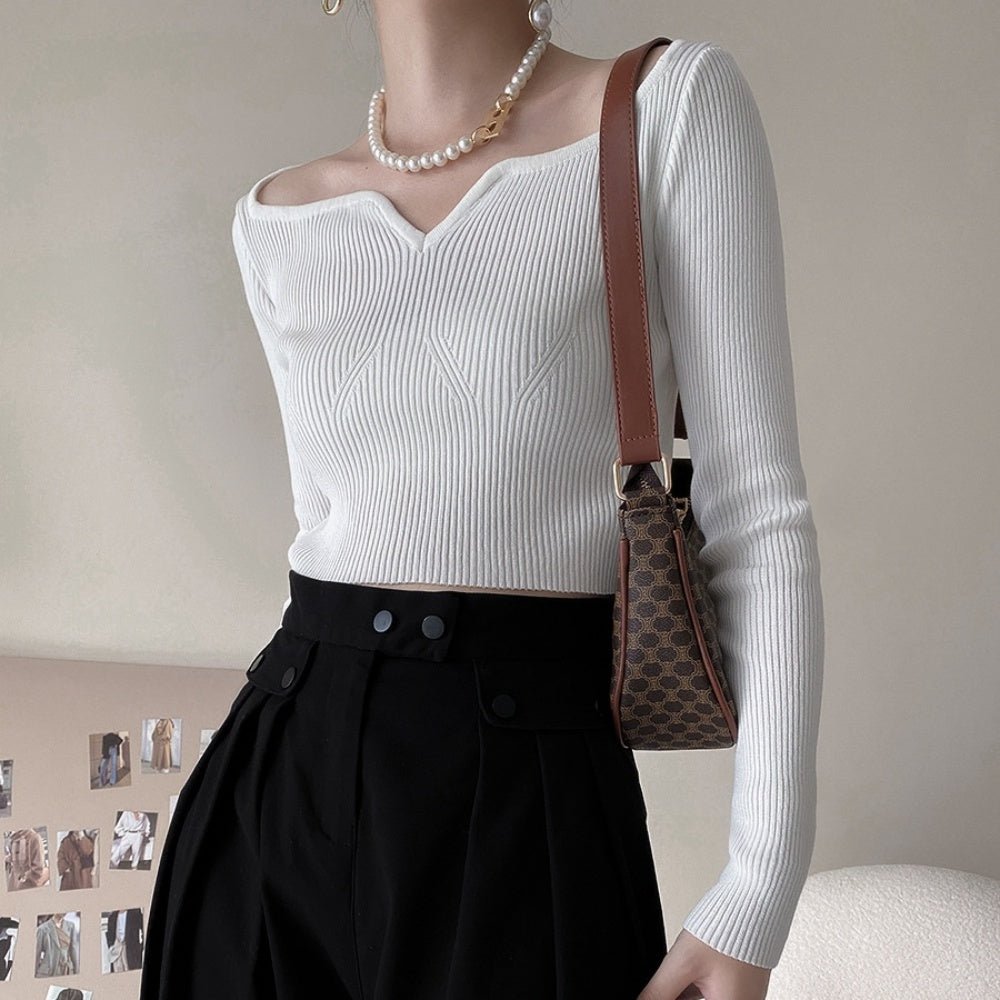 ハートネックリブニット｜オフィスカジュアル レディース 通販【ミレジェネ】