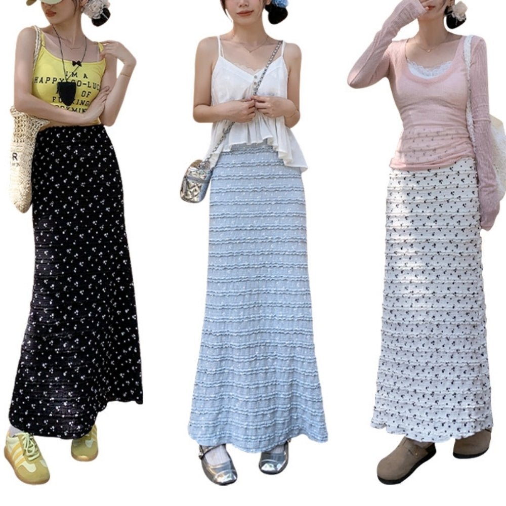 小花柄フリルマーメイドスカート｜オフィスカジュアル レディース 通販【ミレジェネ】