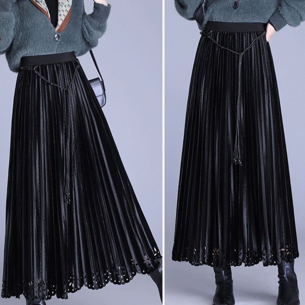 ベルベットプリーツロングスカート｜オフィスカジュアル レディース 通販【ミレジェネ】