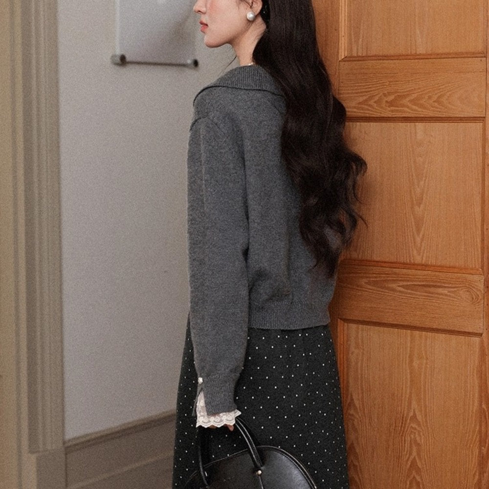 アシメボタンニットトップス｜オフィスカジュアル レディース 通販【ミレジェネ】