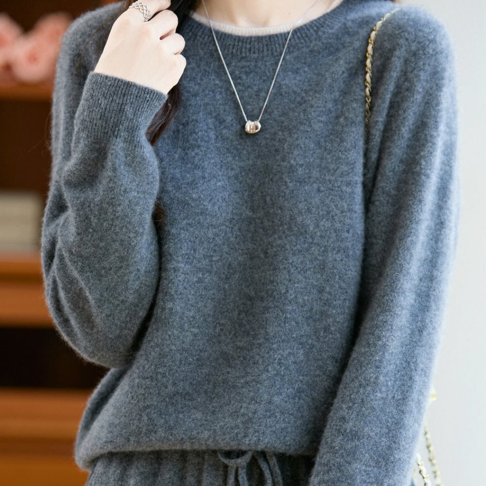 首元バイカラーニット｜オフィスカジュアル レディース 通販【ミレジェネ】