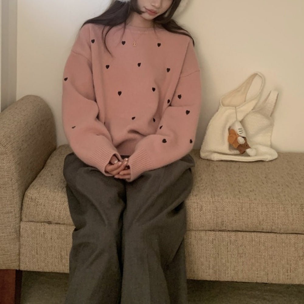ハートドット刺繍ニットトップス｜オフィスカジュアル レディース 通販【ミレジェネ】