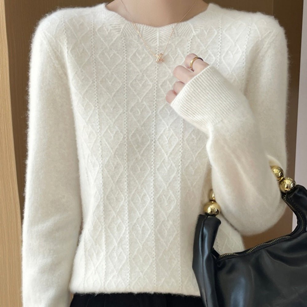 ラウンドネックダイヤ模様ニット｜オフィスカジュアル レディース 通販【ミレジェネ】