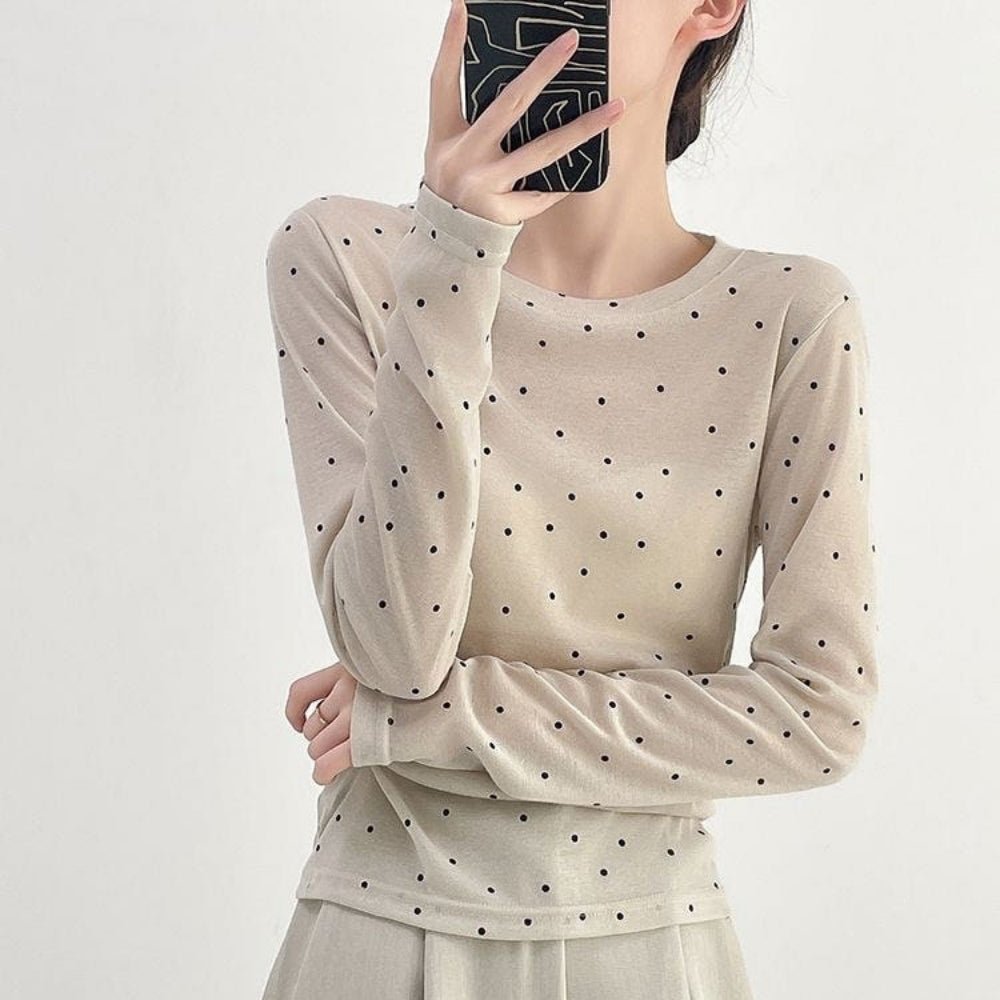 ミニドットベーシックロングＴシャツ｜オフィスカジュアル レディース 通販【ミレジェネ】