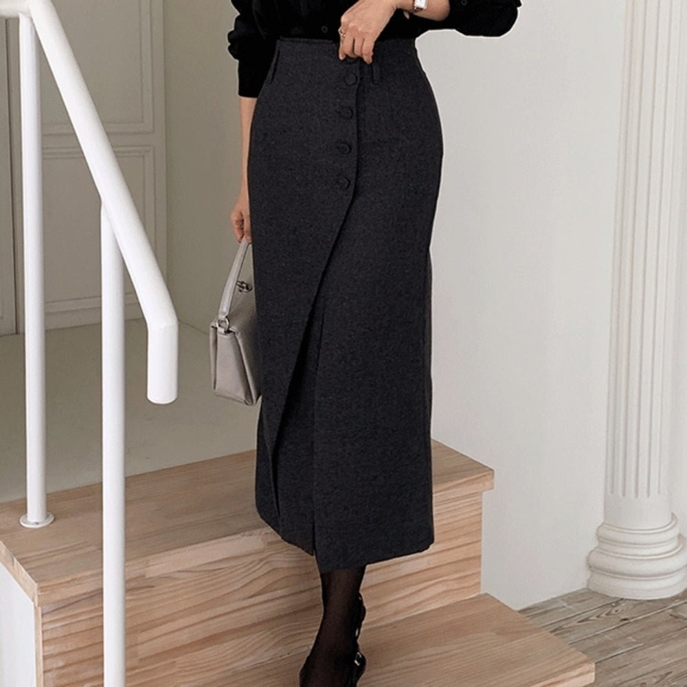 フロントスリットウールスカート｜オフィスカジュアル レディース 通販【ミレジェネ】