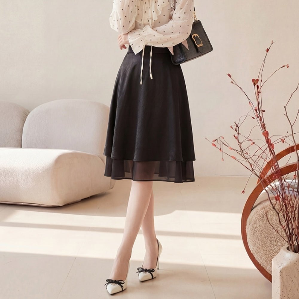 【通勤/きれいめ】サテン地フレアスカート [ミレジェネ]｜オフィスカジュアル レディース 通販【ミレジェネ】