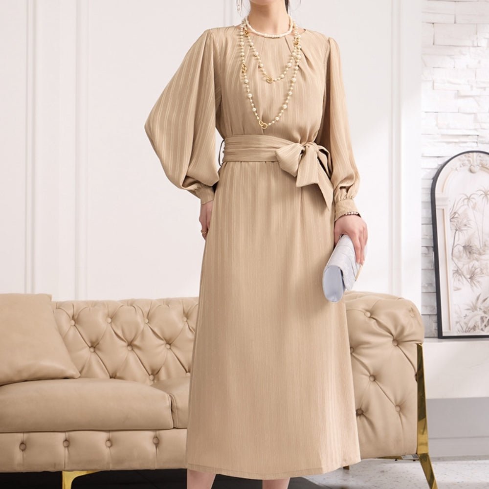 パフスリーブエレガントワンピース｜オフィスカジュアル レディース 通販【ミレジェネ】