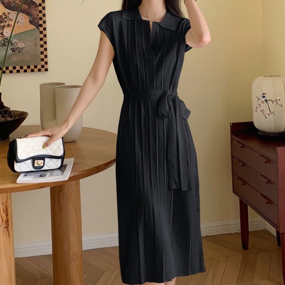 キーネックウエストリボンワンピース｜オフィスカジュアル レディース