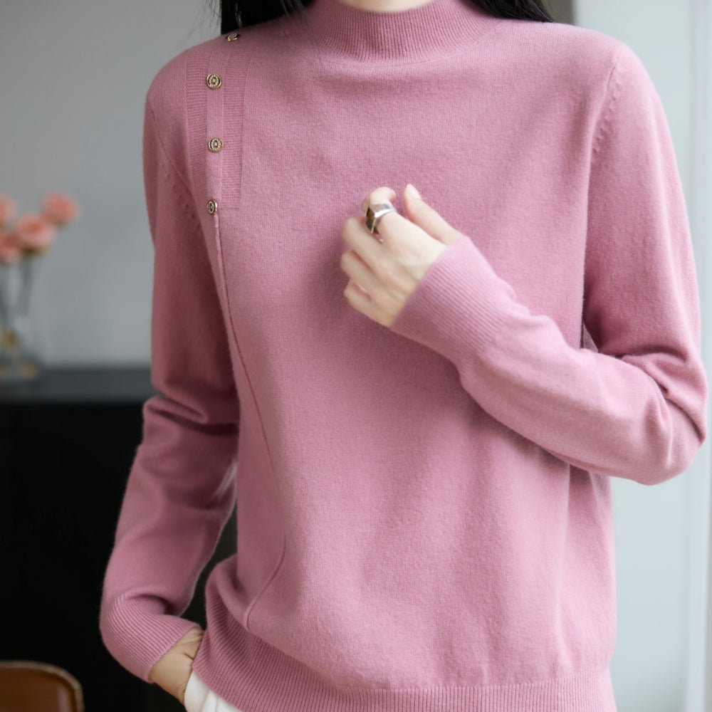 ハイネックボタンデザインニット｜オフィスカジュアル レディース 通販【ミレジェネ】