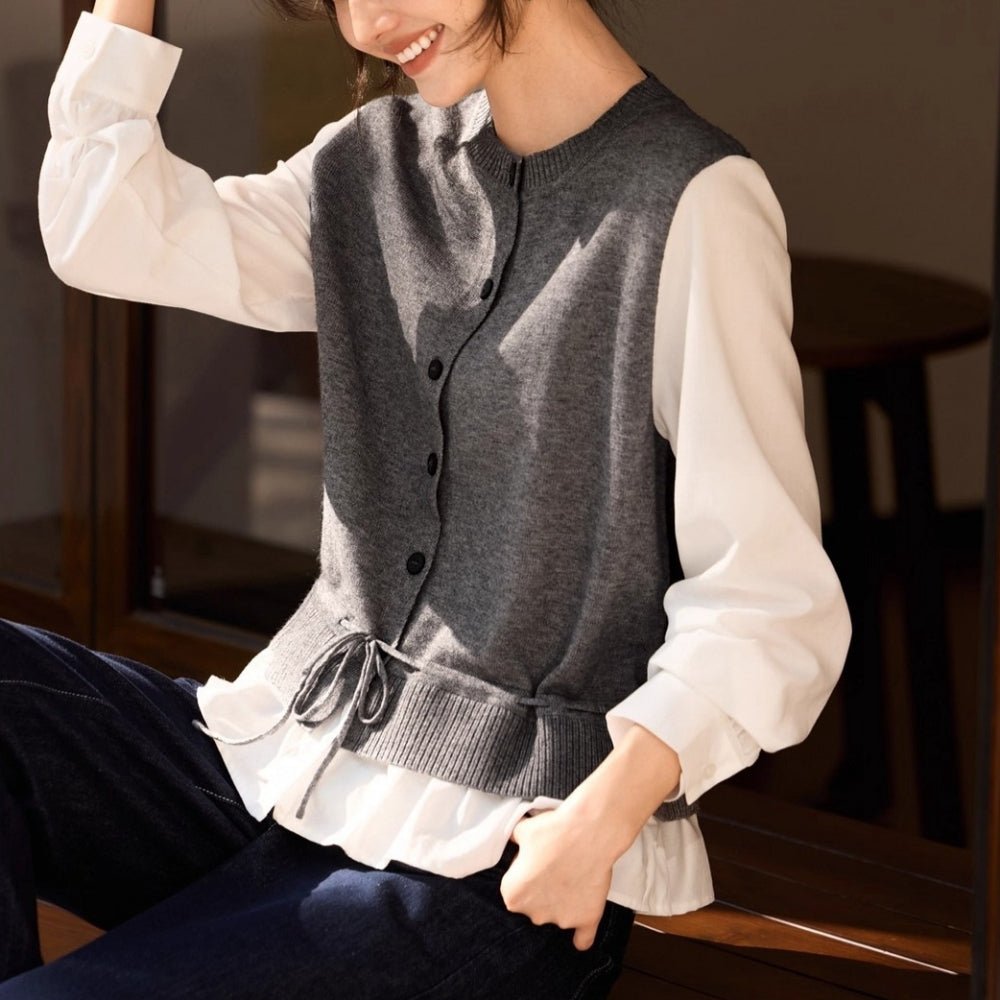 異素材ドッキングトップス｜オフィスカジュアル レディース 通販【ミレジェネ】