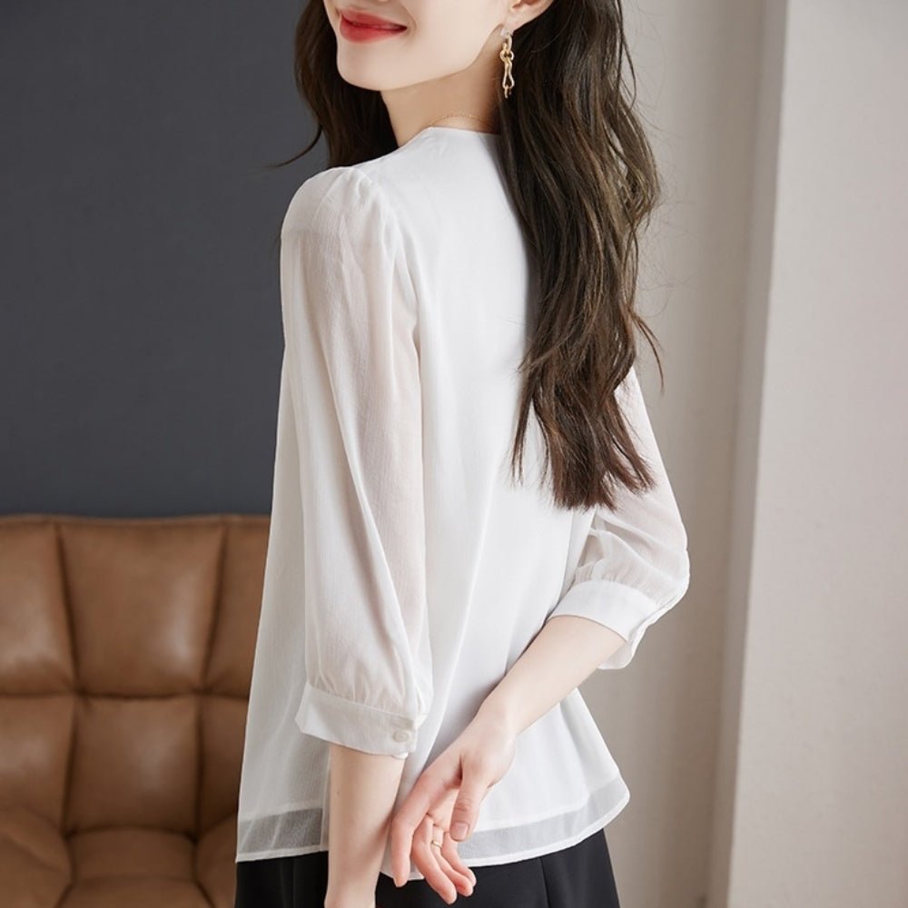 タック入り七分袖ブラウス｜オフィスカジュアル レディース 通販【ミレジェネ】