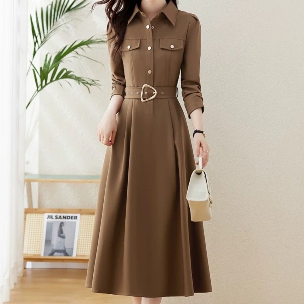 ミモレ丈シャツワンピース｜オフィスカジュアル レディース 通販【ミレジェネ】