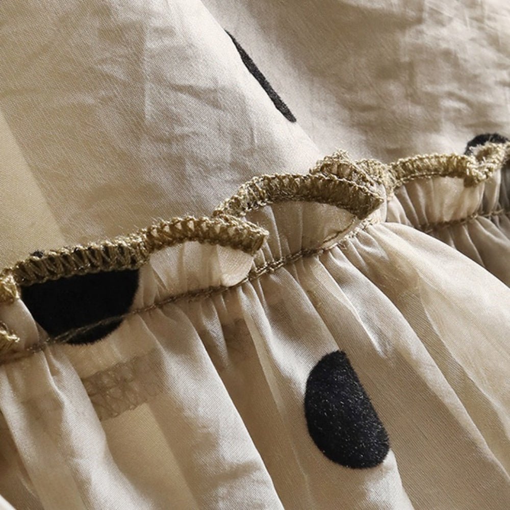 ドットチュール切り替えロングスカート｜オフィスカジュアル