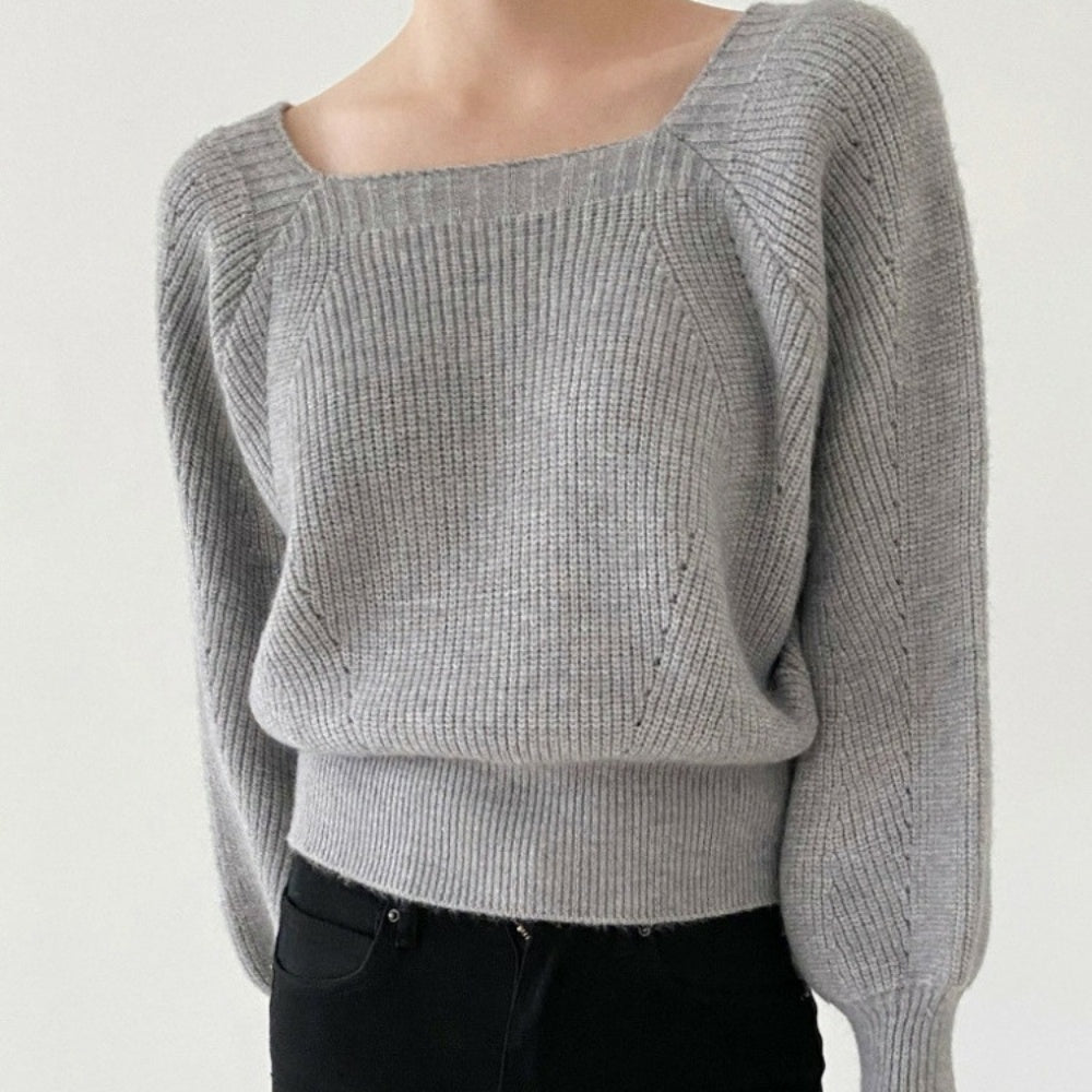 スクエアネックゆったりニットトップス｜オフィスカジュアル レディース 通販【ミレジェネ】