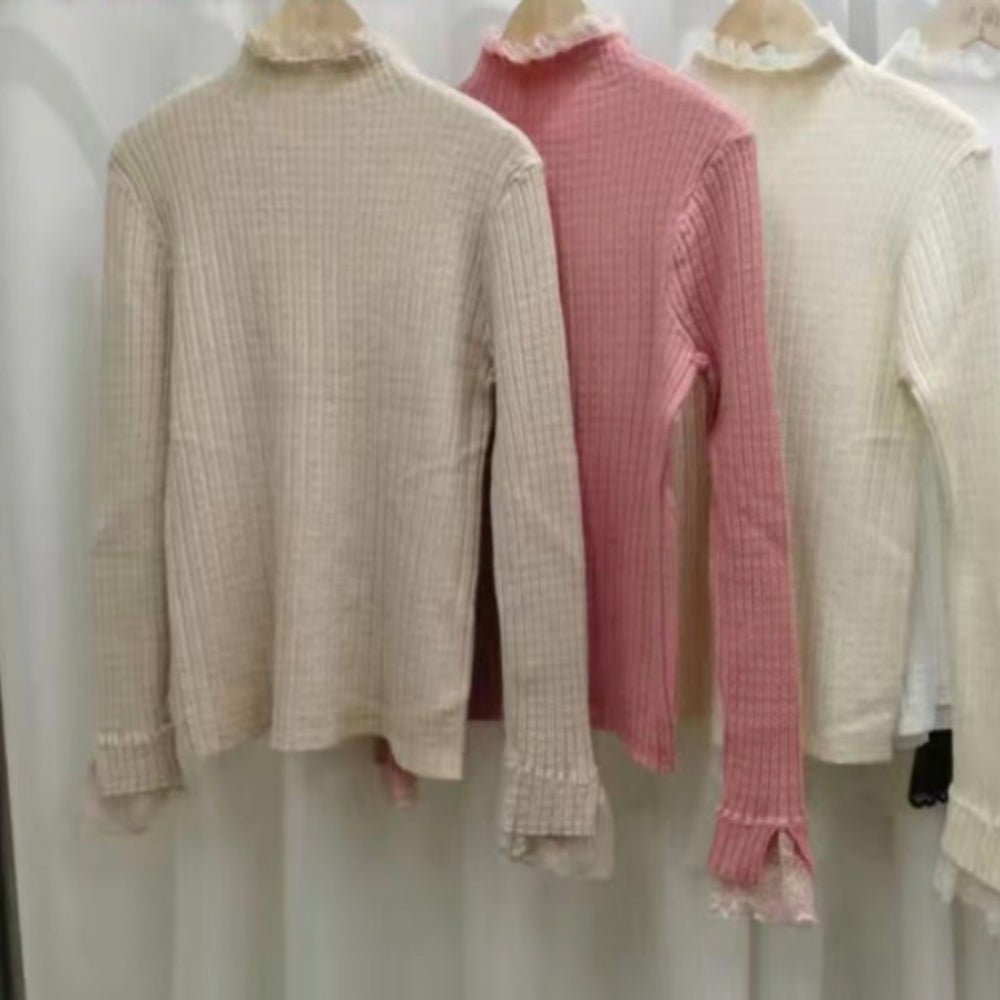 レースハイネックリブニットトップス｜オフィスカジュアル レディース 通販【ミレジェネ】