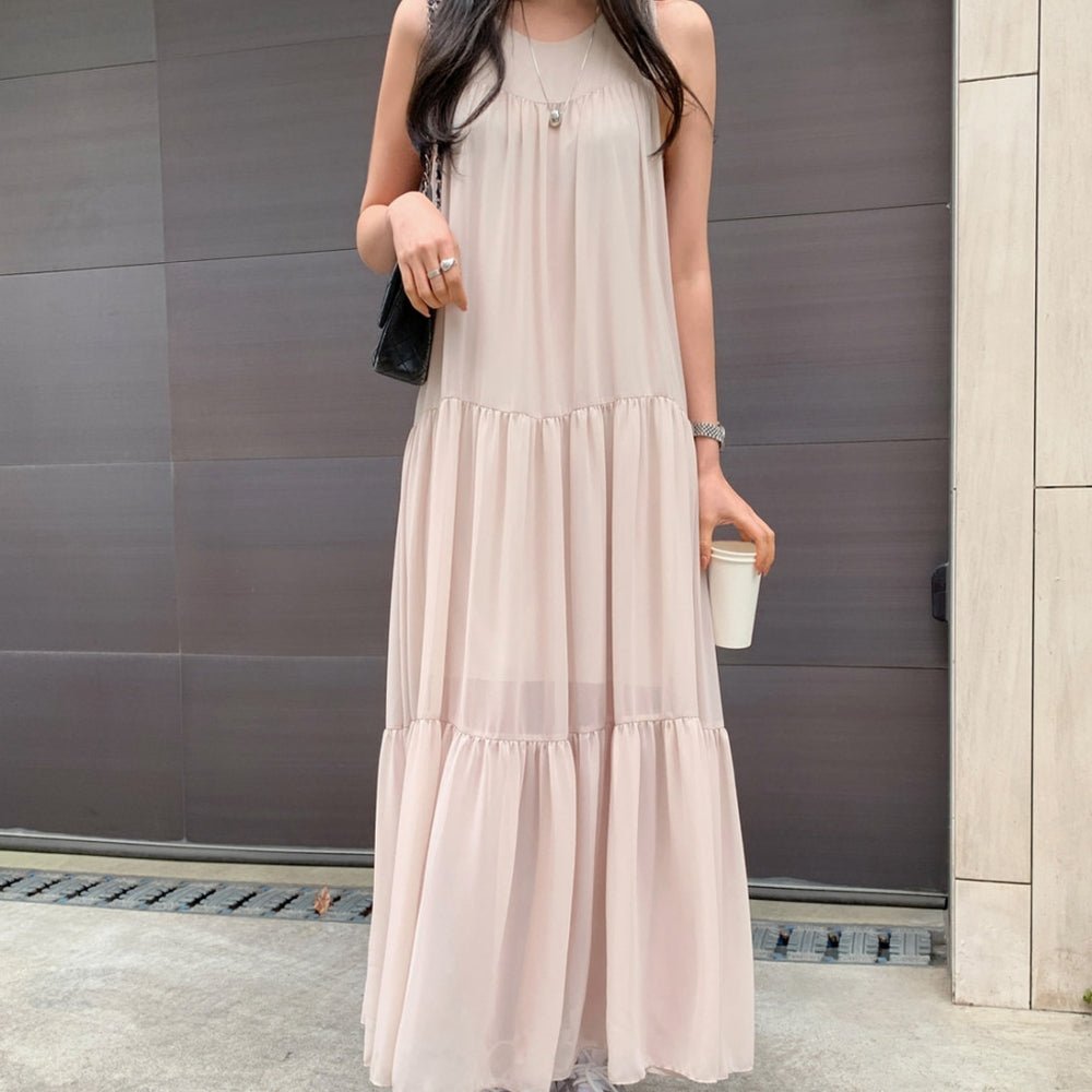 【骨格ナチュラルさんにおすすめ】ノースリーブシフォンティアードワンピース [ミレジェネ]｜オフィスカジュアル レディース 通販【ミレジェネ】