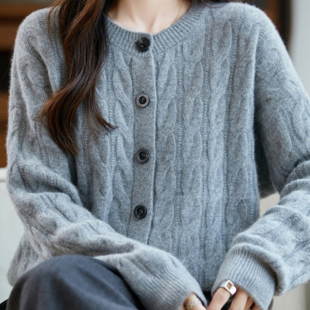 ウールケーブルニットカーディガン｜オフィスカジュアル レディース 通販【ミレジェネ】