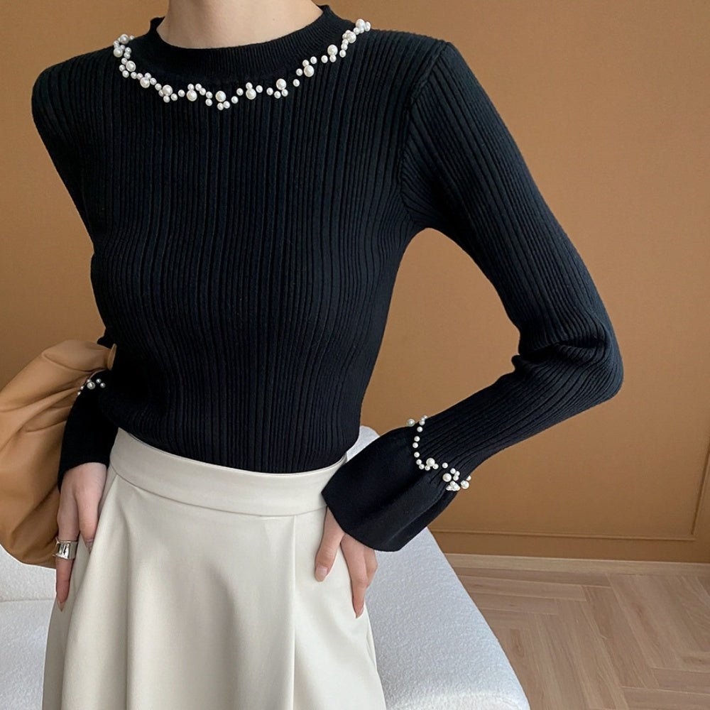 パール付スリムニット｜オフィスカジュアル レディース 通販【ミレジェネ】