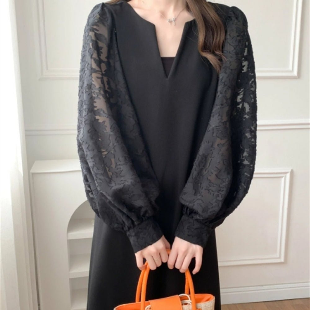 バルーンスリーブストレートラインワンピース｜オフィスカジュアル レディース 通販【ミレジェネ】