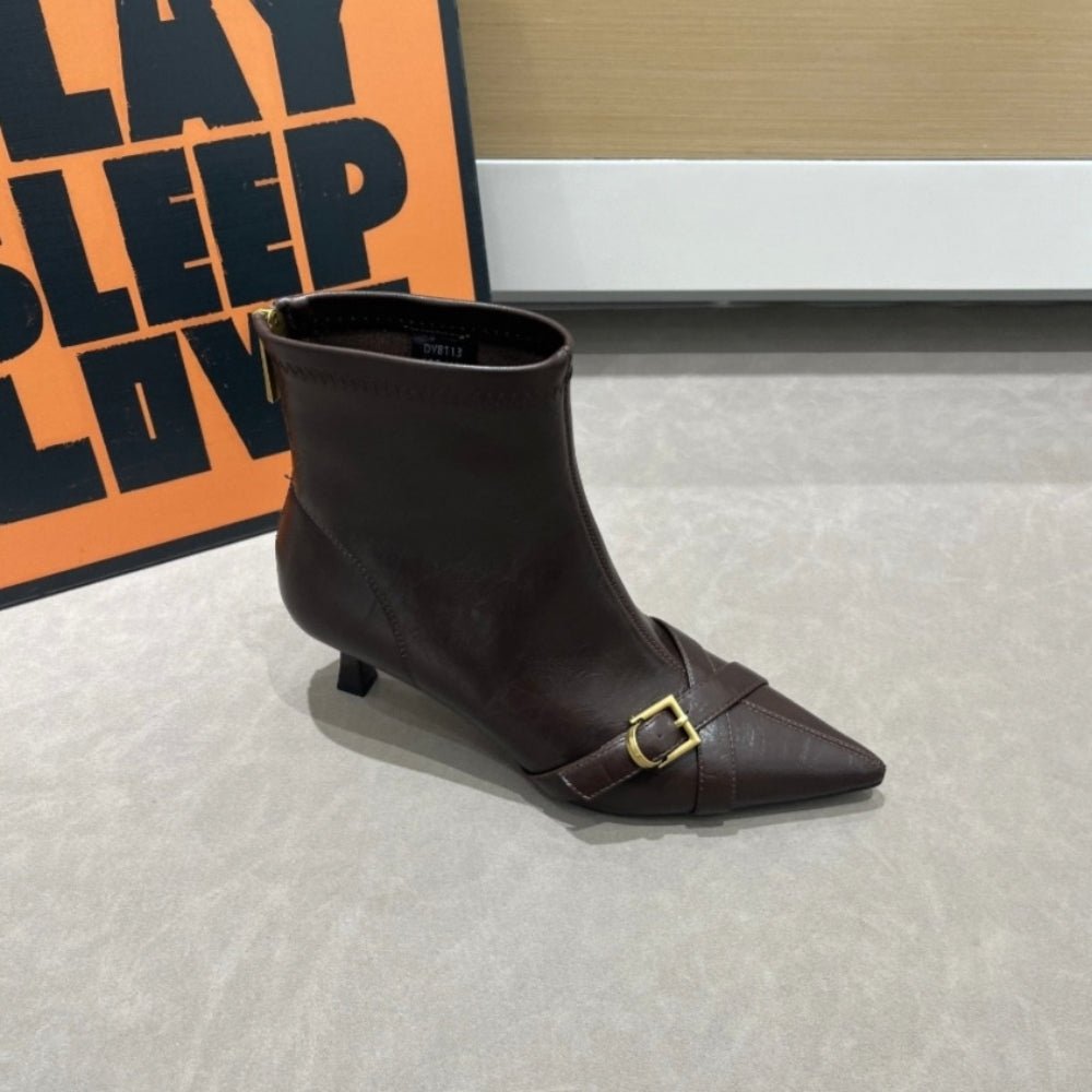 バックルアクセント付きショートブーツ｜オフィスカジュアル レディース 通販【ミレジェネ】