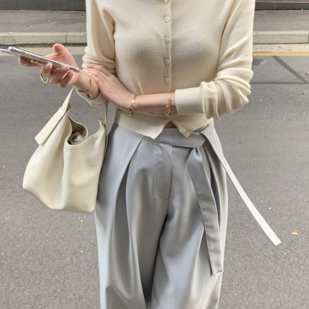 ロングベルト付きワイドストレートパンツ｜オフィスカジュアル レディース 通販【ミレジェネ】