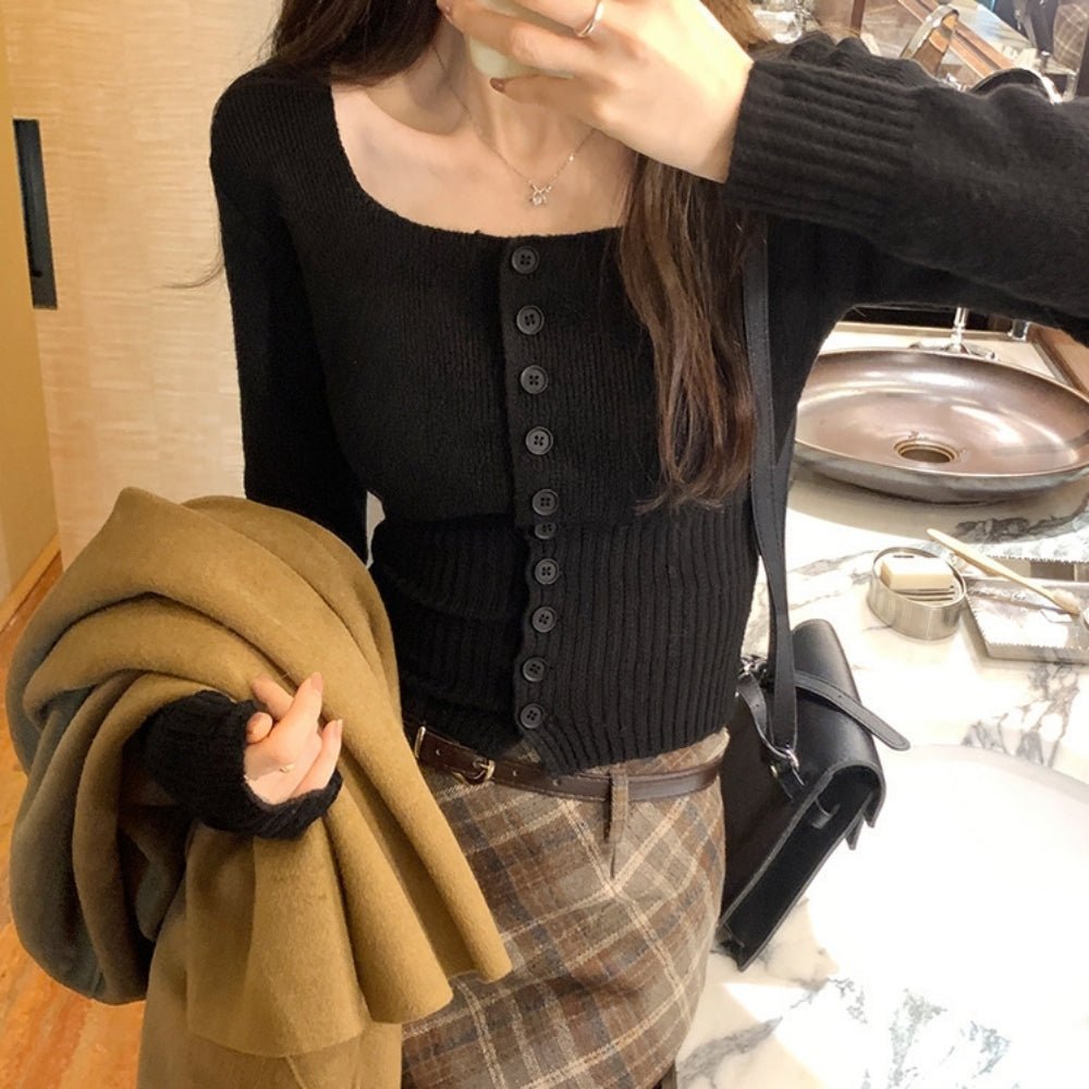 ベーシックスクエアネックカーディガン｜オフィスカジュアル レディース 通販【ミレジェネ】