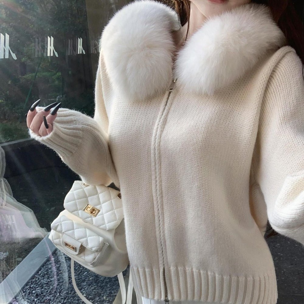 ボリュームファーフードカーディガン｜オフィスカジュアル レディース 通販【ミレジェネ】