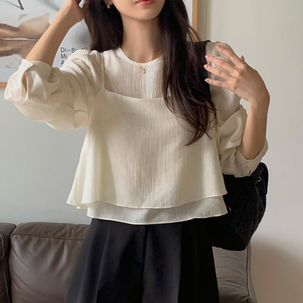 同素材キャミ付きブラウスアンサンブル｜オフィスカジュアル レディース 通販【ミレジェネ】