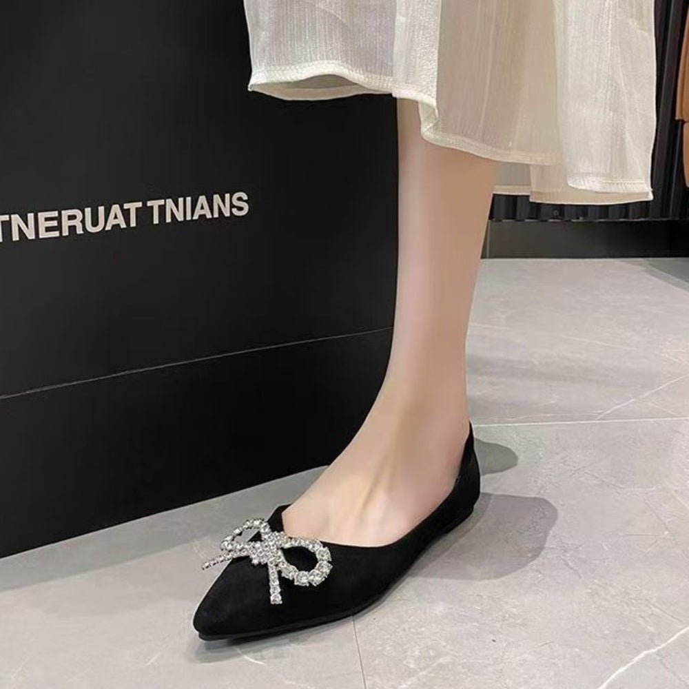 ビジューリボンフラットパンプス｜オフィスカジュアル レディース 通販【ミレジェネ】