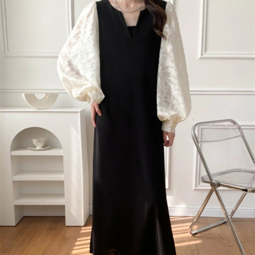 バルーンスリーブストレートラインワンピース｜オフィスカジュアル レディース 通販【ミレジェネ】