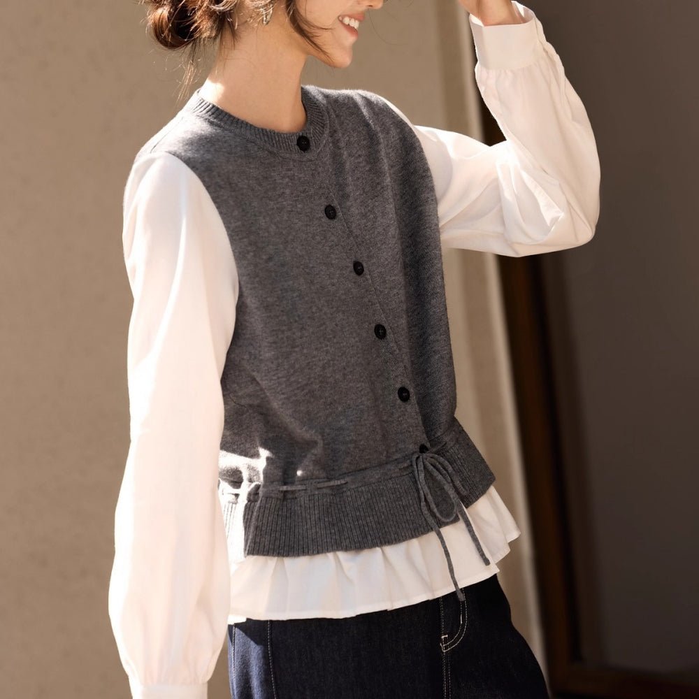 異素材ドッキングトップス｜オフィスカジュアル レディース 通販【ミレジェネ】