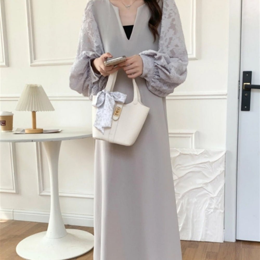 バルーンスリーブストレートラインワンピース｜オフィスカジュアル レディース 通販【ミレジェネ】