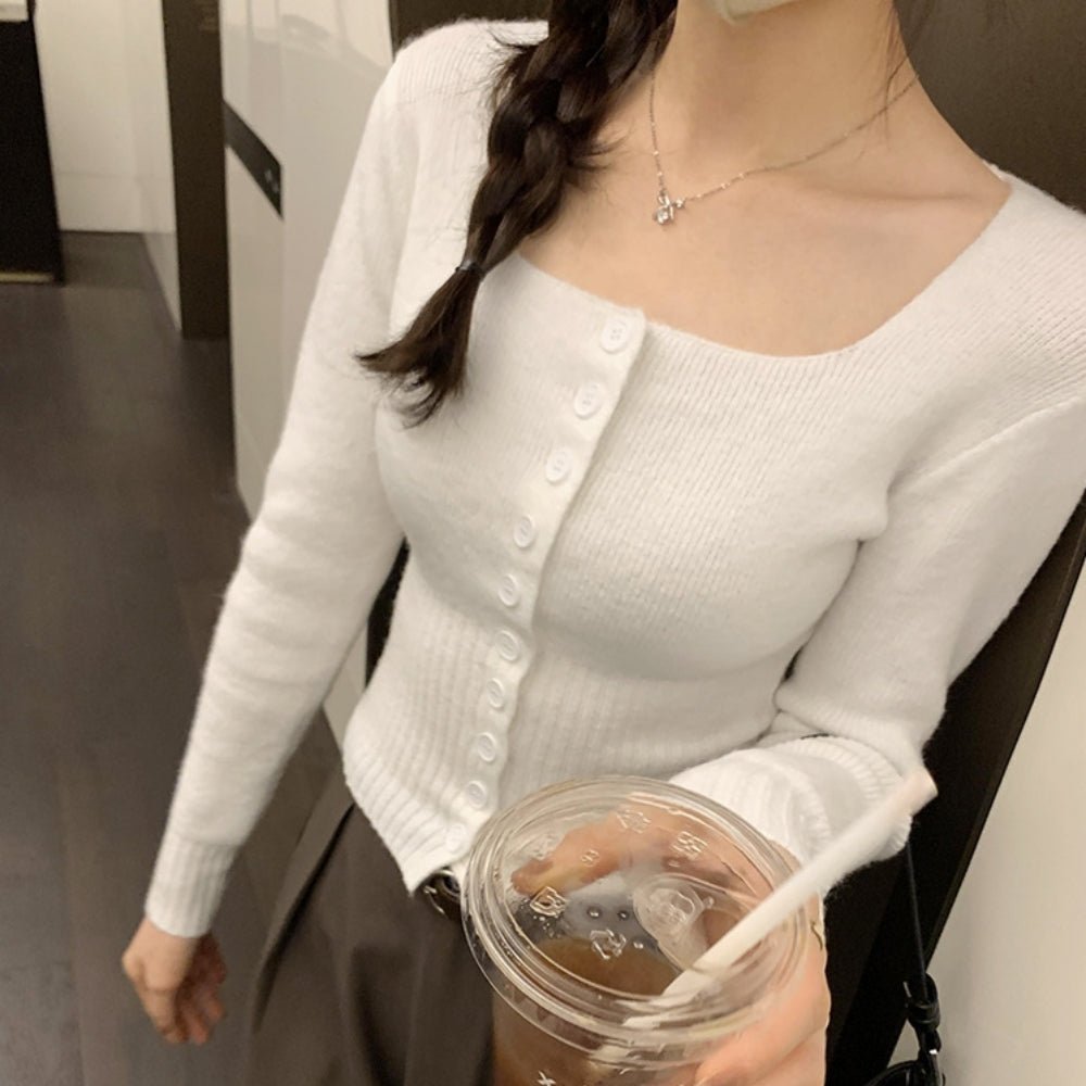 ベーシックスクエアネックカーディガン｜オフィスカジュアル レディース 通販【ミレジェネ】