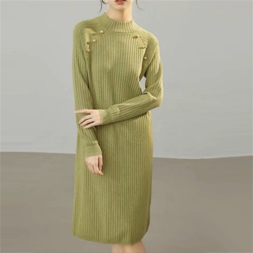 金ボタンハイネックワンピース｜オフィスカジュアル レディース 通販