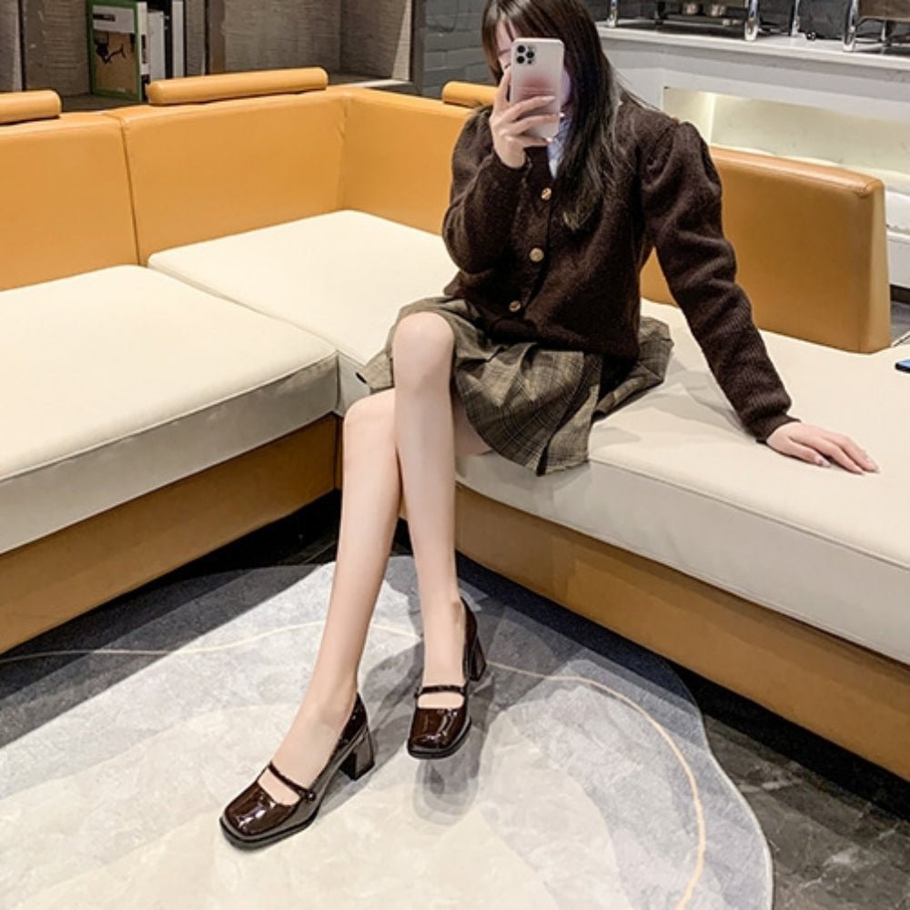 アッパーストラップスクエアトゥパンプス｜オフィスカジュアル レディース 通販【ミレジェネ】