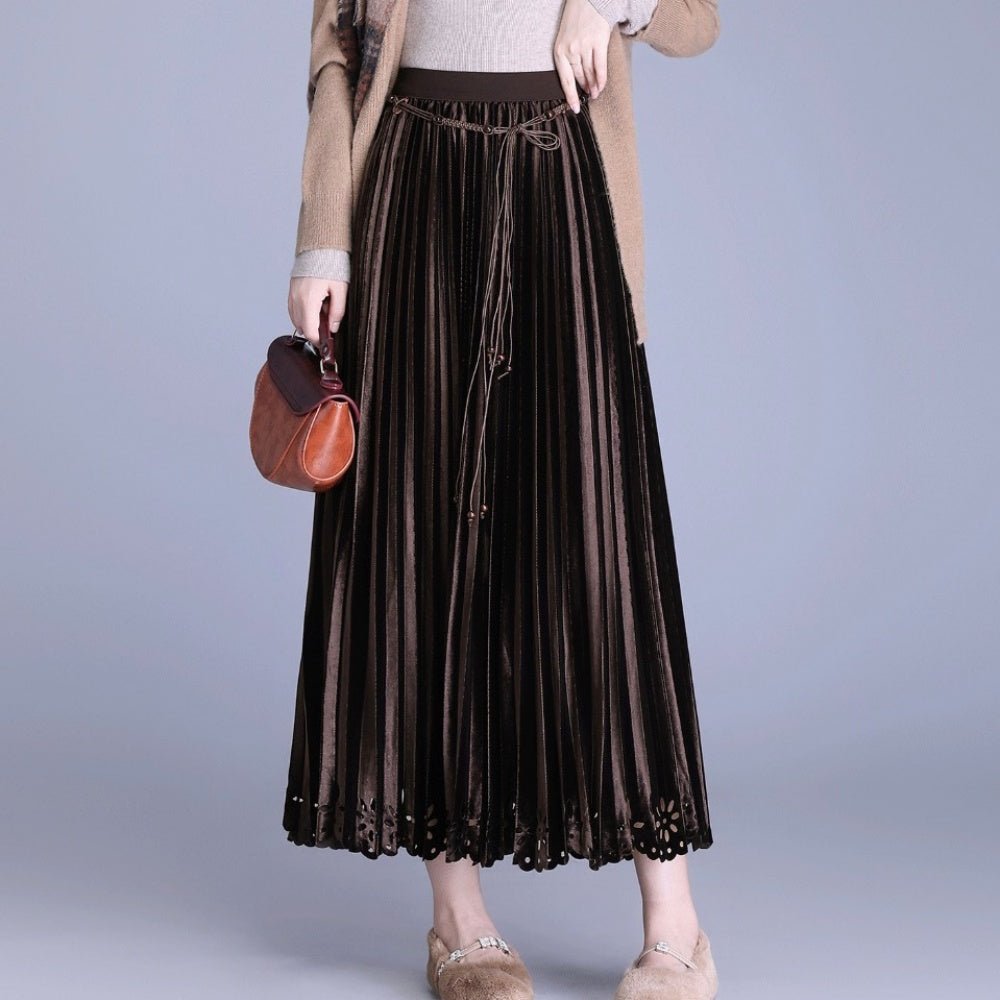 ベルベットプリーツロングスカート｜オフィスカジュアル レディース 通販【ミレジェネ】