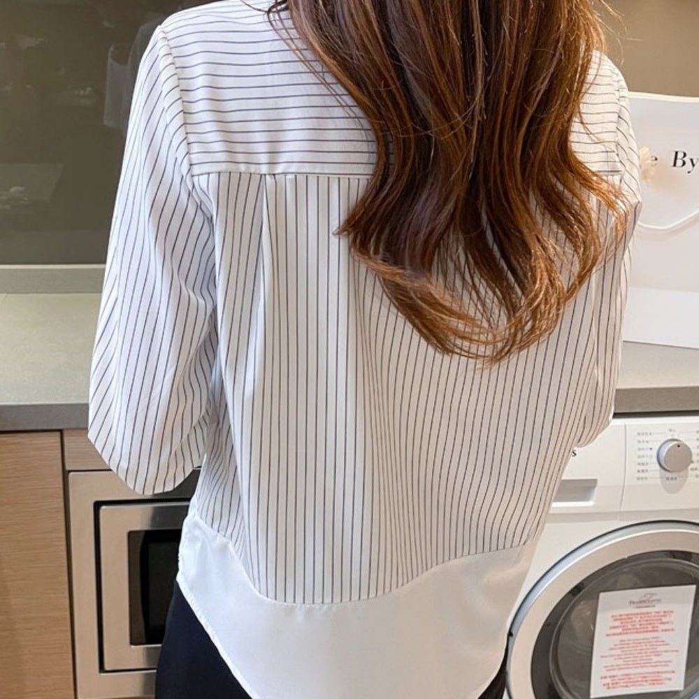スタンドカラーストライプシャツ｜オフィスカジュアル レディース 通販