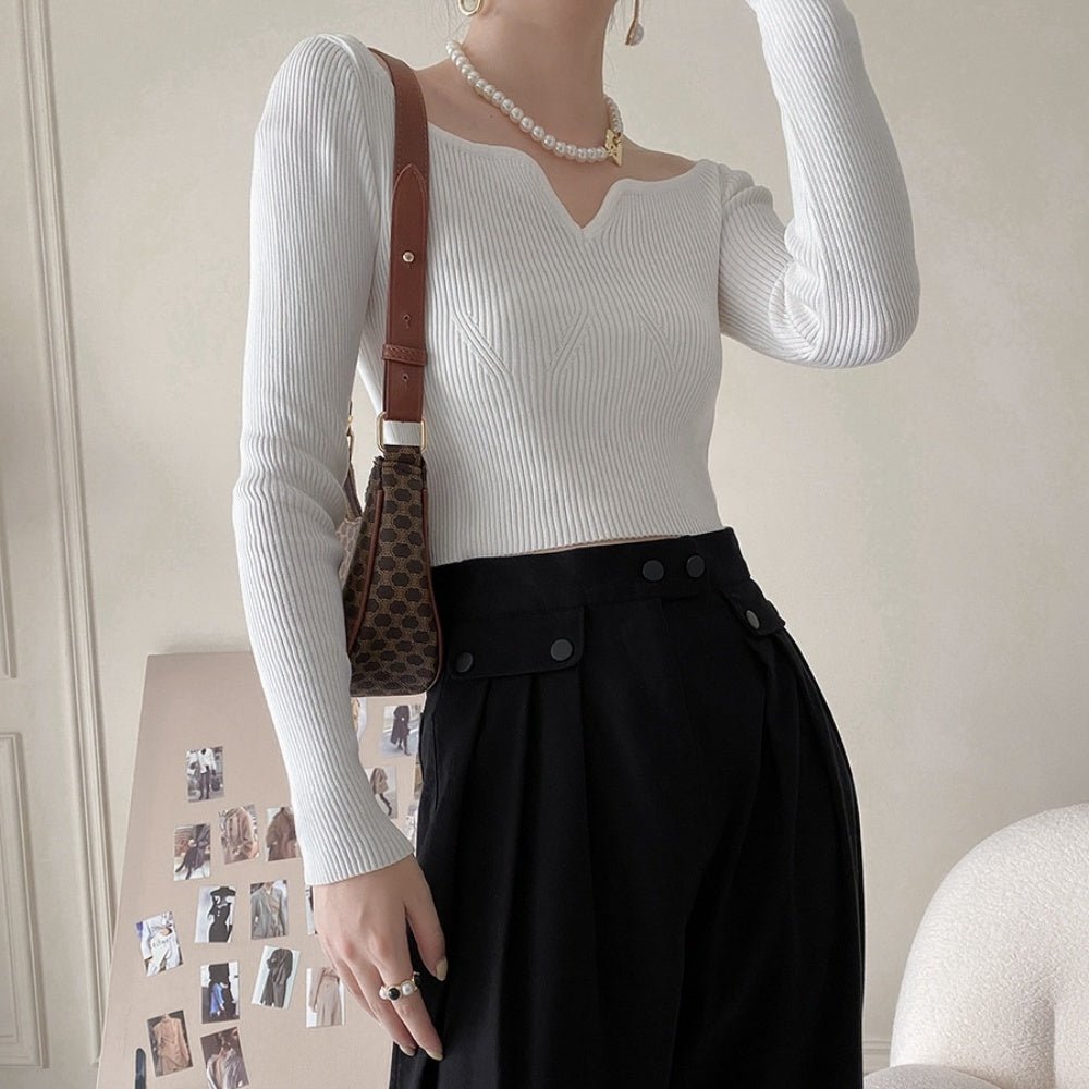 ハートネックリブニット｜オフィスカジュアル レディース 通販【ミレジェネ】