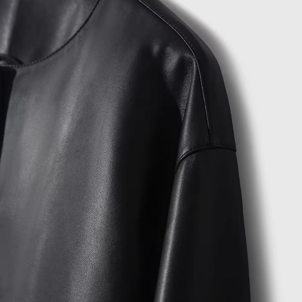 ノーカラーレザージャケット｜オフィスカジュアル レディース 通販【ミレジェネ】