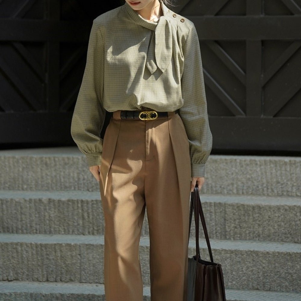 スカーフタイチェックブラウス｜オフィスカジュアル レディース 通販【ミレジェネ】