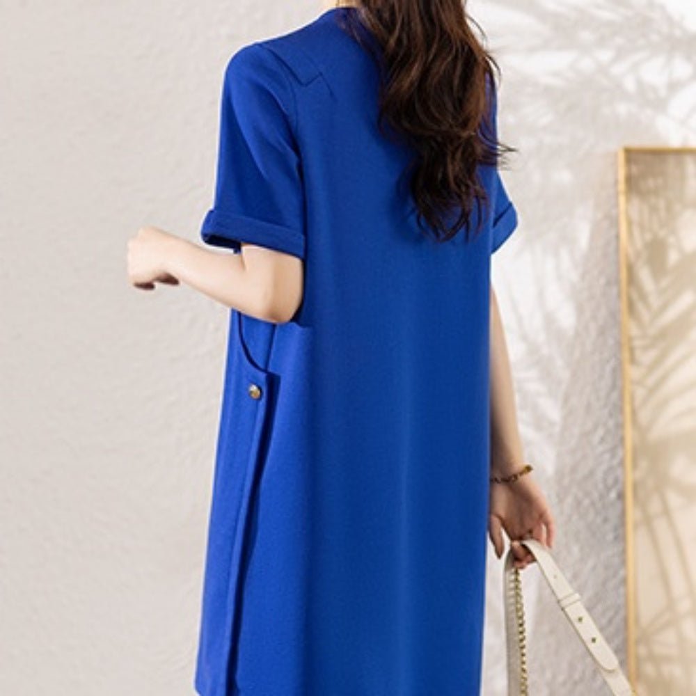 ラウンドカラー半袖ワンピース｜オフィスカジュアル レディース 通販【ミレジェネ】