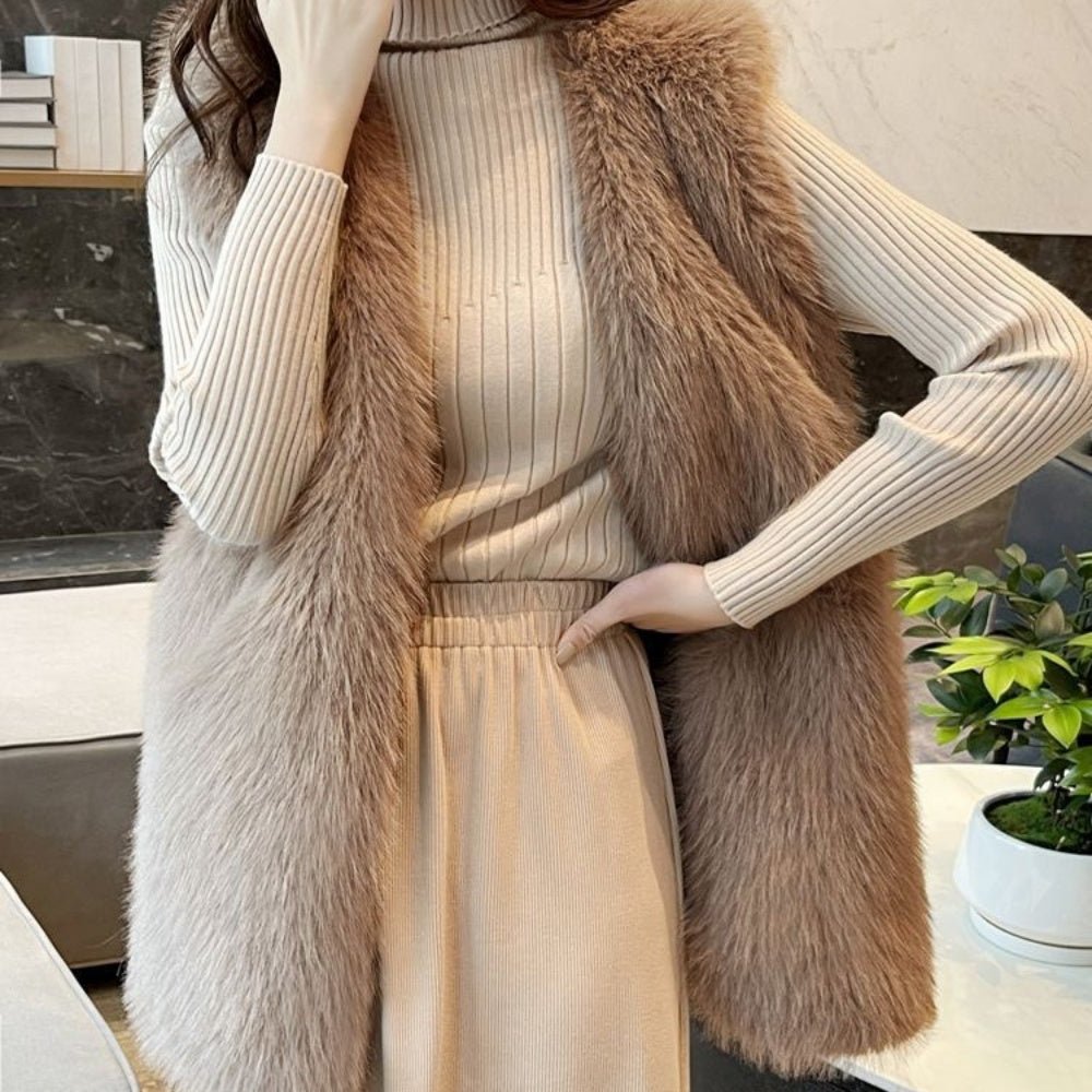 試着のみ US 三軒茶屋 フェイクファーベスト ミドル丈フェイクファーベスト｜オフィスカジュアル レディース 通販