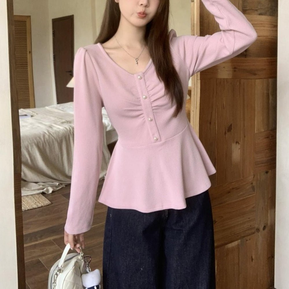 birthdaybash パールボタン　ペプラム　トップス　新品 CLARISSE PEARL BUTTON TOPS - BIRTHDAY BASH