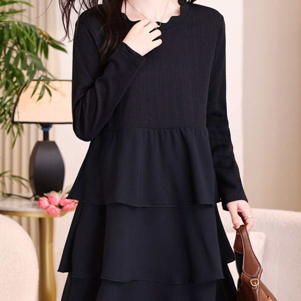 フリル襟ティアードワンピース｜オフィスカジュアル レディース 通販【ミレジェネ】