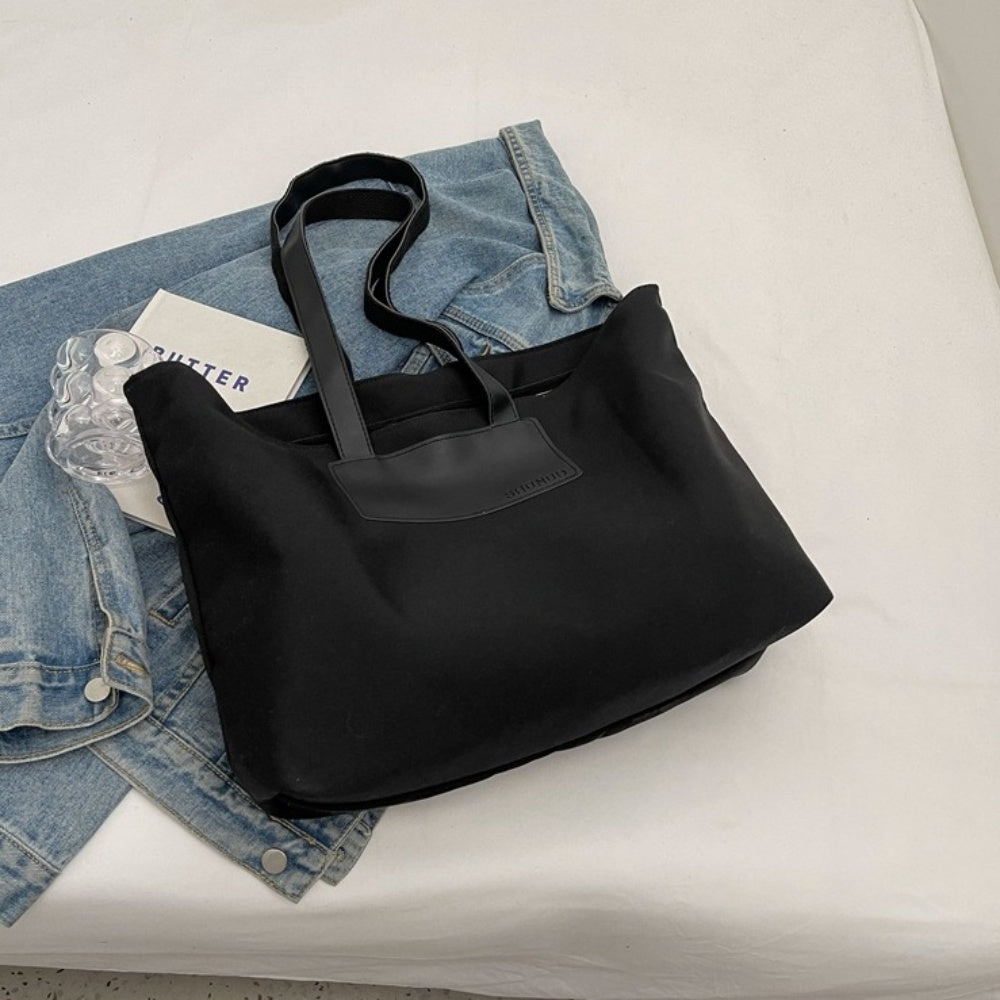 大容量布製外ポケット付き肩掛けバッグ|オフィスカジュアル 大容量布製外ポケット付き肩掛けバッグ|オフィスカジュアル