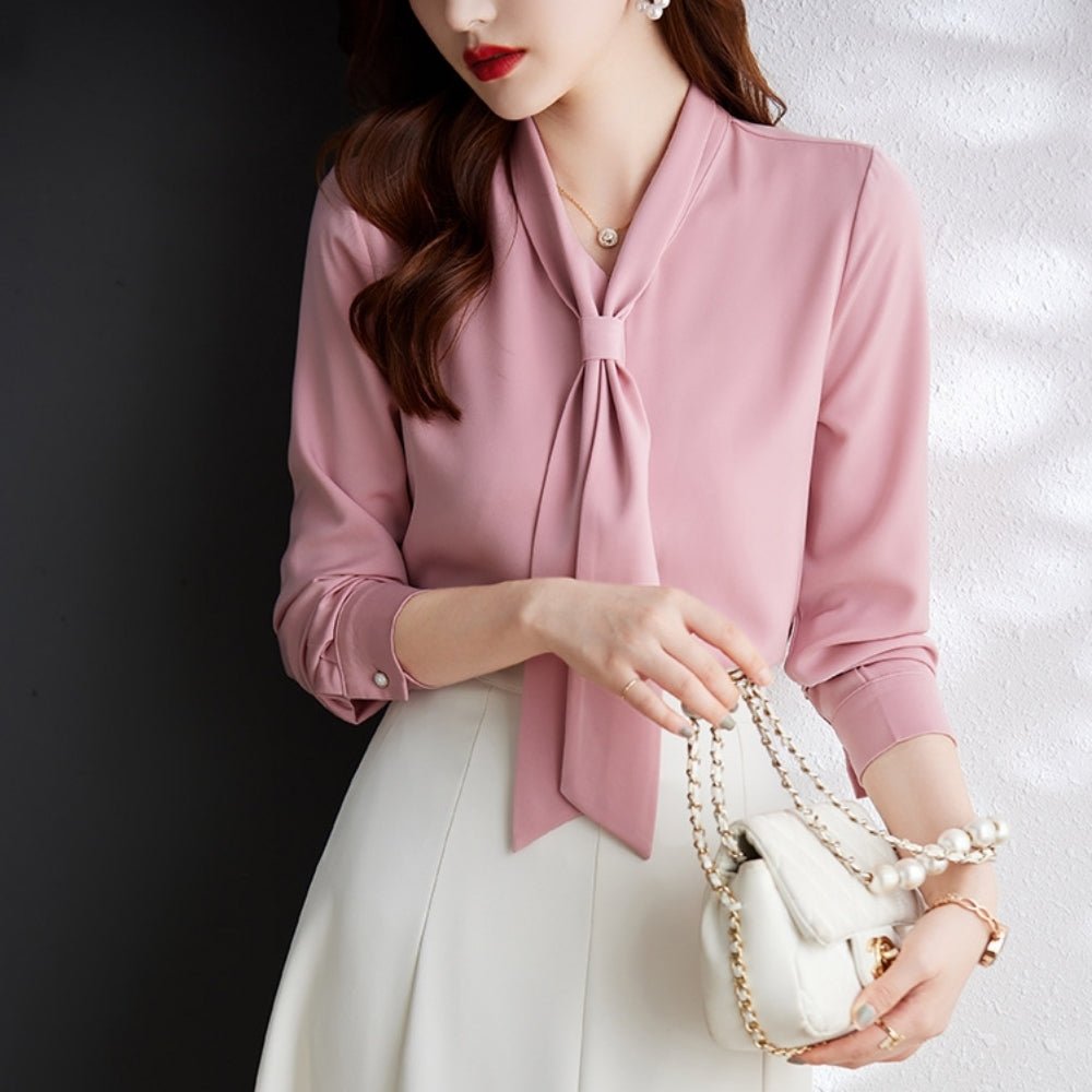 長袖ボウタイブラウス｜オフィスカジュアル レディース 通販【ミレジェネ】