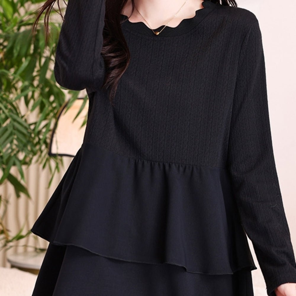 フリル襟ティアードワンピース｜オフィスカジュアル レディース 通販【ミレジェネ】