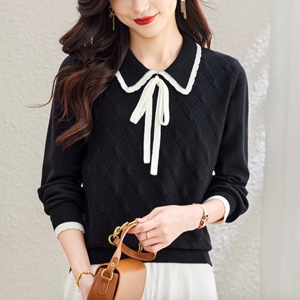 襟付きリボンニット｜オフィスカジュアル レディース 通販【ミレジェネ】