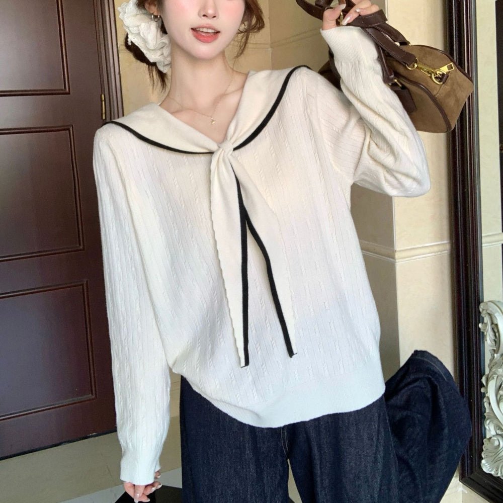 セーラーカラー配色ニット｜オフィスカジュアル レディース 通販【ミレジェネ】